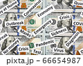 Coronavirus, COVID-19 headline clippings on 100 USD banknotes 66654987