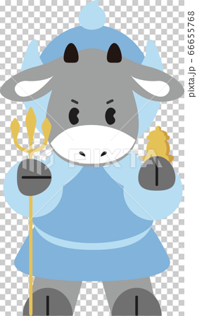 新年贺卡21牛年牛的七个幸运神比沙蒙登插图素材 图库插图