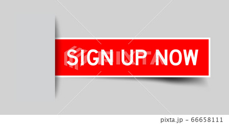 Inserted red color sticker label with word sign up 66658111