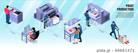 Print Production Horizontal Infographics Layout 66661471