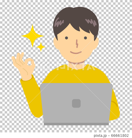 黄色い服を着た男の子/OKサイン 66661802