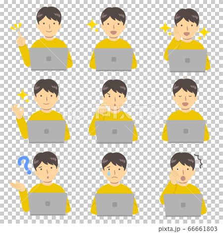 Boy set using a personal computer 66661803