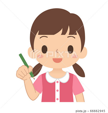 鉛筆を持つ女の子のイラスト素材