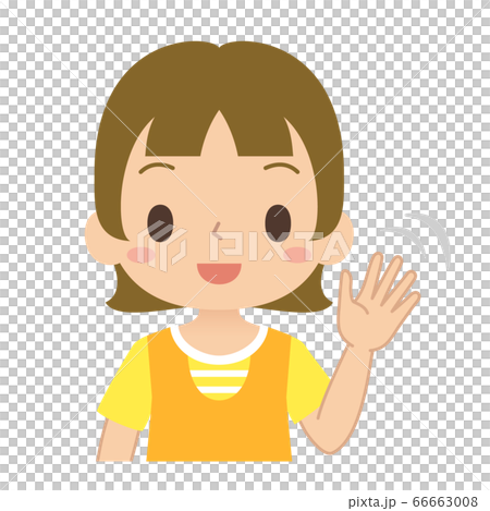 笑顔で手を振って挨拶する女の子 笑顔で手を振って挨拶する女の子 66663008