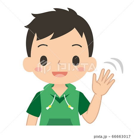 笑顔で手を振って挨拶する男の子 笑顔で手を振って挨拶する男の子 66663017