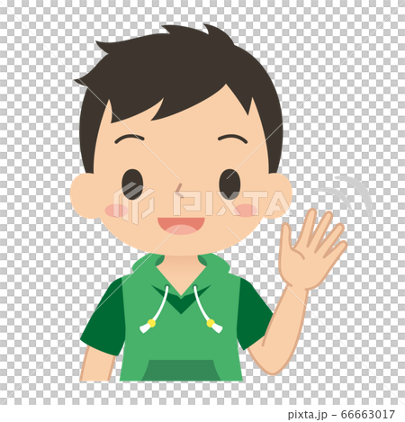 笑顔で手を振って挨拶する男の子 笑顔で手を振って挨拶する男の子 66663017