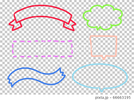 A set of handwritten flags, ribbons and balloons A set of handwritten flags, ribbons and balloons 66663195
