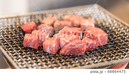 黒毛和牛（国産）サイコロステーキの炭火焼き 66664475