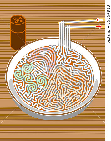 うどんnoodles With Chopsticks Maze Gameのイラスト素材