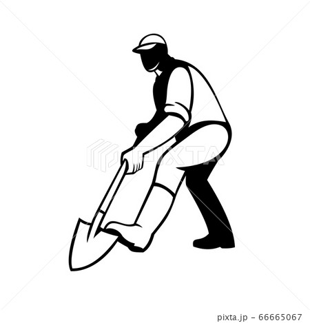 Gardener or Landscaper Shovelling Digging with 66665067