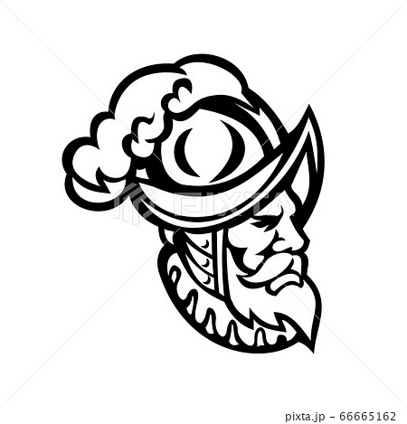 Spanish Conquistador Wearing a Morion Mascot Black 66665162