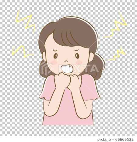 歯ぎしりして悔しがる女性 手描き風 歯ぎしりして悔しがる女性 手描き風 66666522