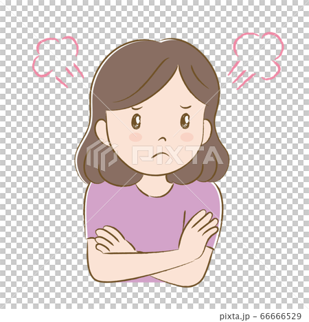 A woman who gets angry with her arms crossed Hand drawn style A woman who gets angry with her arms crossed Hand drawn style 66666529