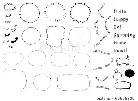 手書きの白黒フレーム詰め合わせのイラスト素材