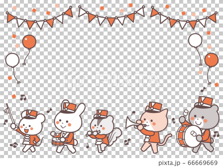 Marching band of animals march character frame 2 colors 66669669