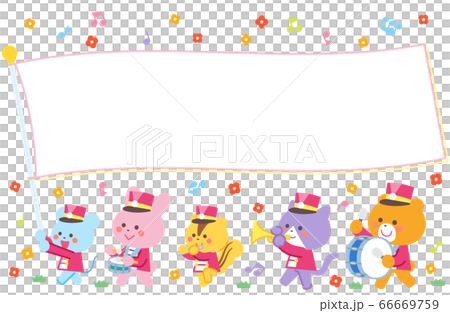 Animal marching band march flag frame 66669759