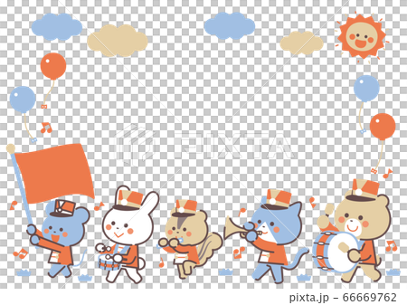 Marching band of animals March character frame 4 colors Simple color 66669762