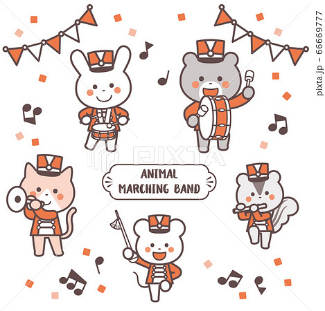 動物のマーチングバンド キャラクターセット 2色のイラスト素材