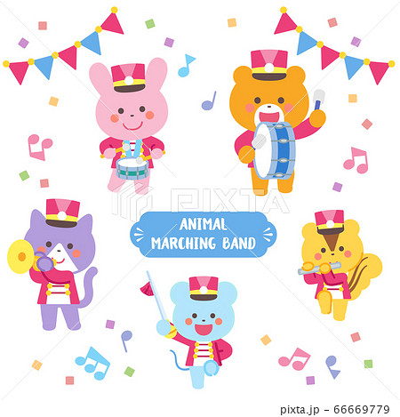 動物のマーチングバンド キャラクターセットのイラスト素材