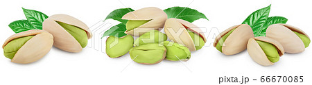 pistachio with leaves isolated on white background with clipping path and full depth of field. Set r collection pistachio with leaves isolated on white background with clipping path and full depth of field. Set r collection 66670085