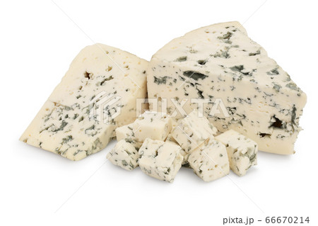 Blue cheese isolated on white background with clipping path and full depth of field. 66670214