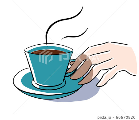 コーヒーカップを持つ手のイラスト素材 66670920 Pixta