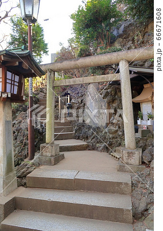 【品川区】品川神社　富士塚入口の鳥居 66671608