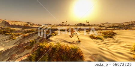 Beautiful natural background -African oasis 3d rendering 66672229