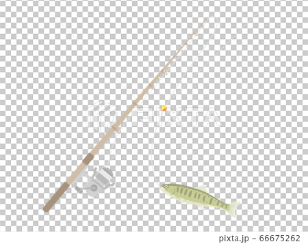 釣魚竿和山形鱒魚的插圖 66675262