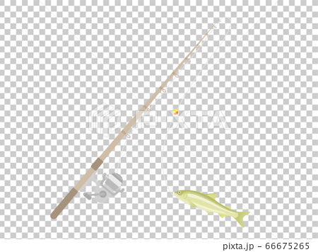 Illustration of fishing rod and ayu - Stock Illustration [66675265