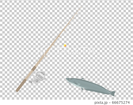 釣り竿とナマズのイラスト 66675274