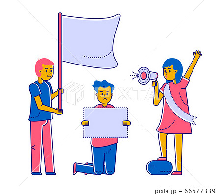 Protest people against discrimination All Lives Meter, set of cartoon characters isolated on white, vector illustration 66677339