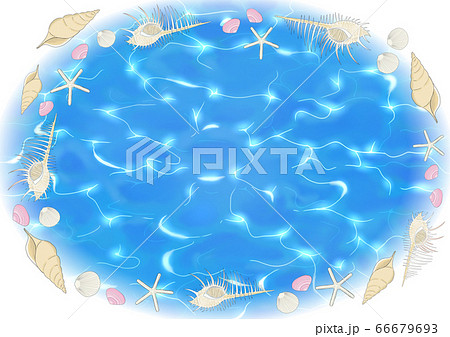 夏 海 貝 青 水色 水面のイラスト素材