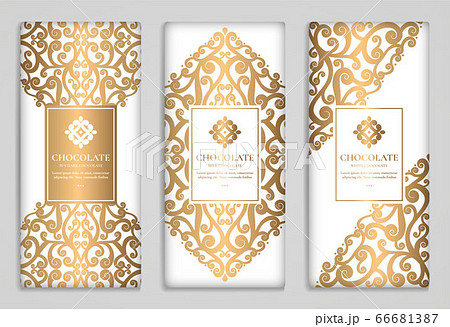 Luxury golden packaging design of chocolate bars.  66681387