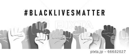 Peoples Raised Fist Air Fighting. Feminism Symbol. Black Lives Matter. Fight for The Rights 66682027