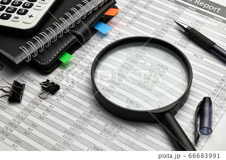 Top view of office employee's desk - work with Top view of office employee's desk - work with 66683991