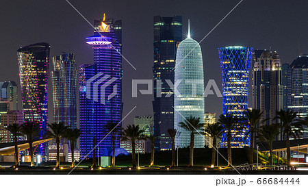 Doha city skyline and skyscraper the beautiful of Qatar 66684444