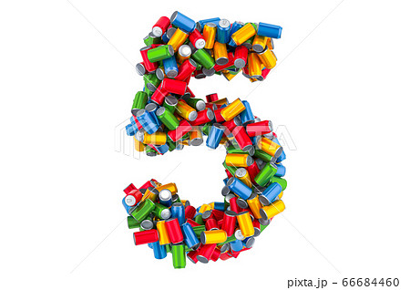 Number 5 from colored metallic drink cans 66684460