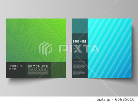 The minimal vector illustration of editable layout of two square format covers design templates for brochure, flyer, magazine. Abstract geometric pattern with colorful gradient business background. The minimal vector illustration of editable layout of two square format covers design templates for brochure, flyer, magazine. Abstract geometric pattern with colorful gradient business background. 66685010