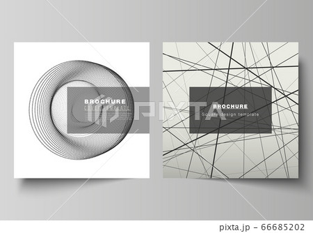 Vector layout of two square format covers design templates for brochure, flyer, magazine. Geometric abstract technology background, futuristic science and technology concept for minimalistic design. Vector layout of two square format covers design templates for brochure, flyer, magazine. Geometric abstract technology background, futuristic science and technology concept for minimalistic design. 66685202
