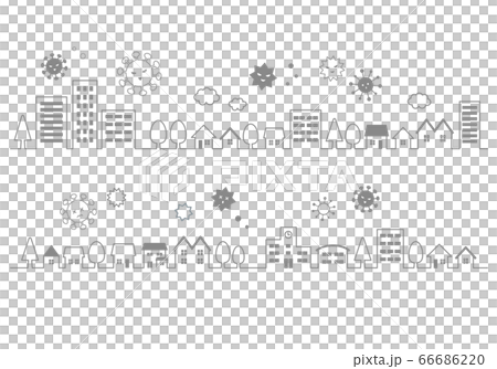 城市景觀線描插圖和病毒 城市景觀線描插圖和病毒 66686220