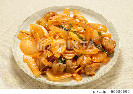 タッカルビ。鶏肉と野菜の韓国風炒め物。 タッカルビ。鶏肉と野菜の韓国風炒め物。 66686696