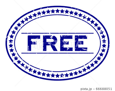 Grunge blue free word oval rubber seal stamp on white background 66688051