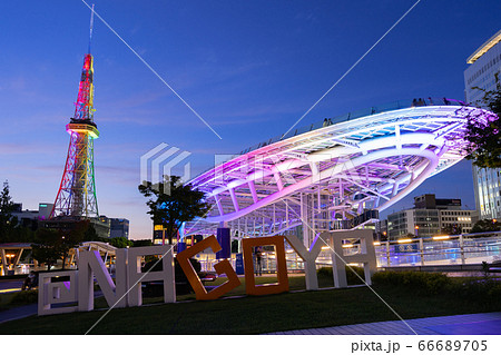 名古屋市・栄 オアシス21とテレビ塔 ライトアップ レインボーカラー @NAGOYA 名古屋市・栄 オアシス21とテレビ塔 ライトアップ レインボーカラー @NAGOYA 66689705