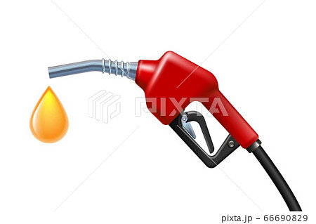 Yellow Drop of petrol dropping from Gas Gun with fuel. 66690829