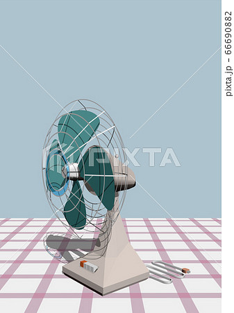 ベクターイラスト　レトロなイメージの扇風機　背景あり 66690882
