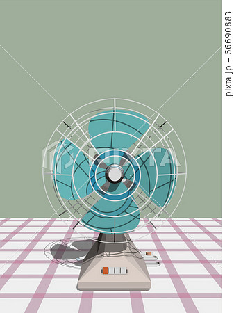 ベクターイラスト　レトロなイメージの扇風機　背景あり 66690883