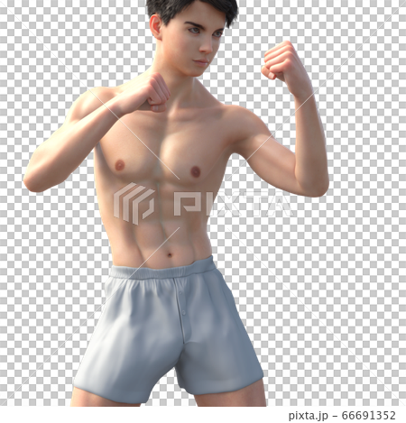 Muscular male trained body perming3DCG illustration material 66691352