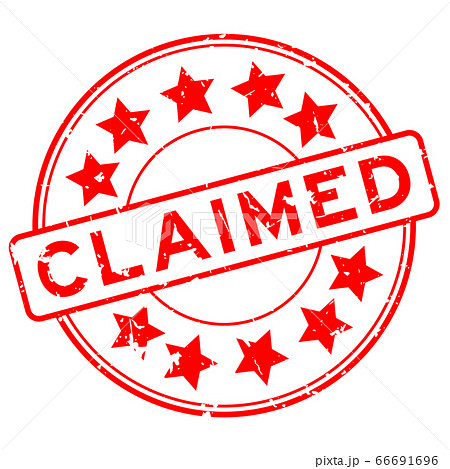 Grunge red claimed word with star icon round seal stamp on white background 66691696