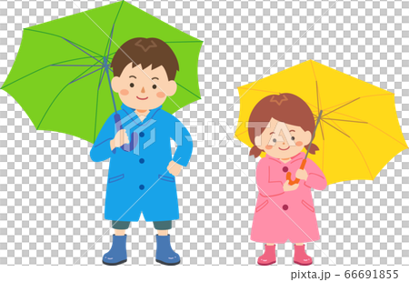 並んで傘をさす兄妹 並んで傘をさす兄妹 66691855